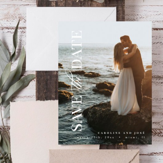 エレガントモダンポートレート写真の保存日付 ポストカード