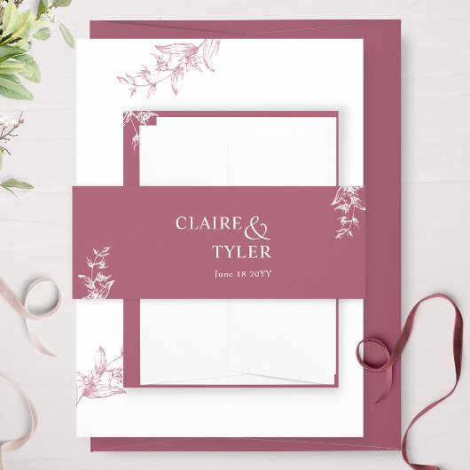 エレガントモダンミニマルとバ結婚ルガン 招待状ベリーバンド