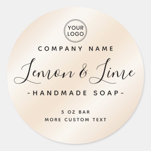 エレガントモダンミニマルアイボリーサテン製品ラベル ラウンドシール (正面)