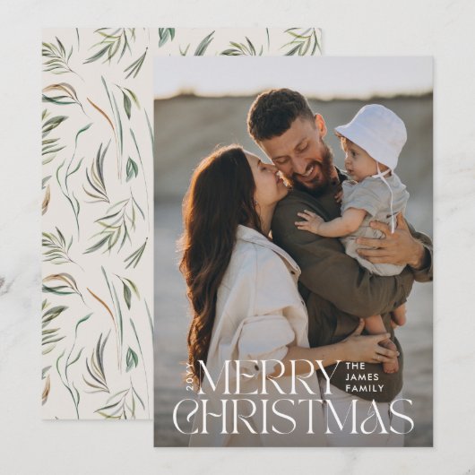 エレガントモダンミニマルクリーム植物体 シーズンカード (正面/裏面)