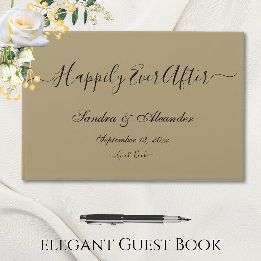 エレガントモダンミニマルゴールデン結婚タン ゲストブック