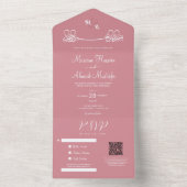エレガントモダンミニマルダスティピンク オールインワン招待状 (内側)
