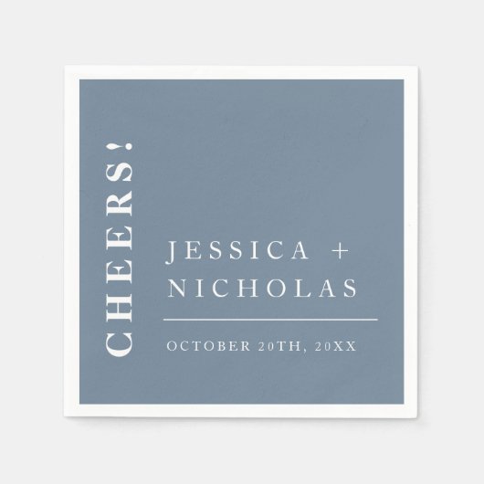 エレガントモダンミニマルダスティブルー結婚ズ スタンダードカクテルナプキン (正面)