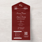 エレガントモダンミニマルダークレッド オールインワン招待状 (内側)