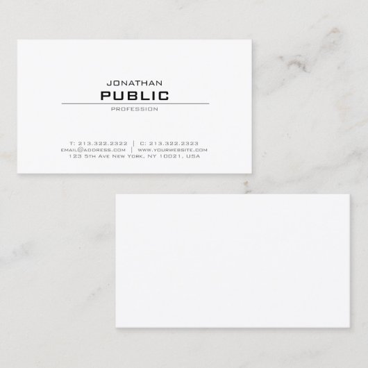 エレガントモダンミニマルデザイントレンディーシックプレーン 名刺 (正面/裏面)