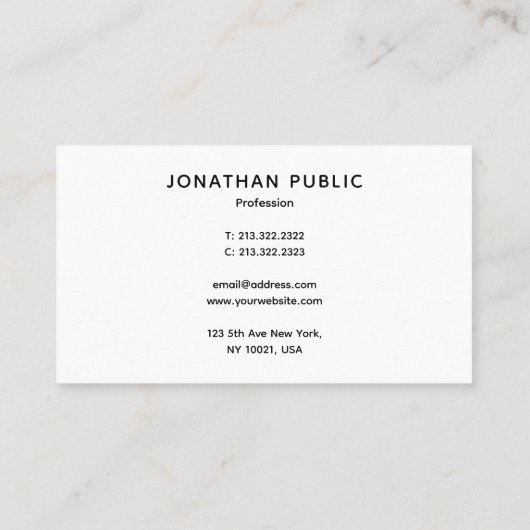 エレガントモダンミニマルデザイン署名マット 名刺 (裏面)