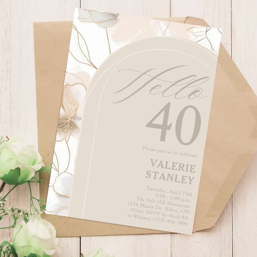 エレガントモダンミニマルニュートラル女子誕生日 招待状