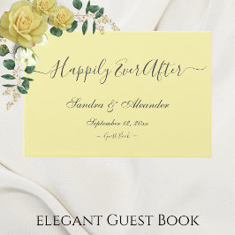 エレガントモダンミニマルバ淡い色の結婚タ・イエロー ゲストブック