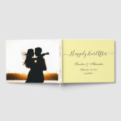 エレガントモダンミニマルバ淡い色の結婚タ・イエロー ゲストブック (全面)