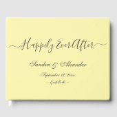 エレガントモダンミニマルバ淡い色の結婚タ・イエロー ゲストブック (正面)