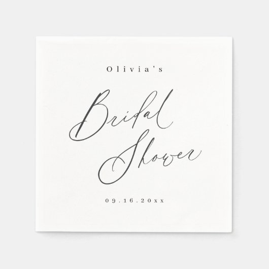 エレガントモダンミニマルブライダルシャワー スタンダードカクテルナプキン (正面)