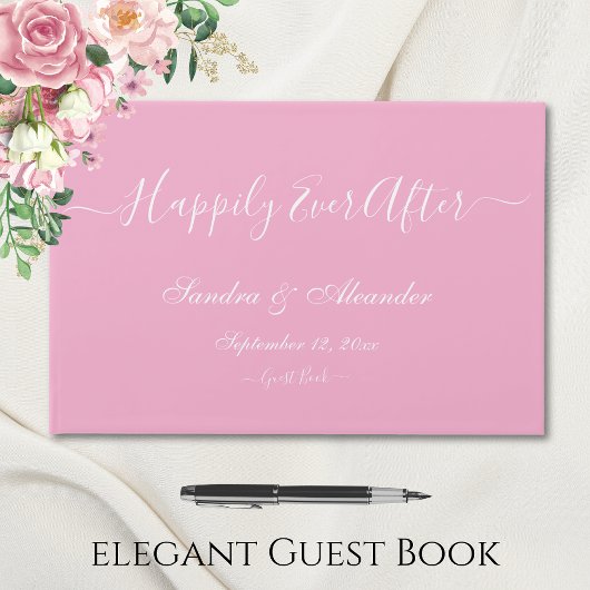 エレガントモダンミニマルライトピンク結婚クリーム ゲストブック