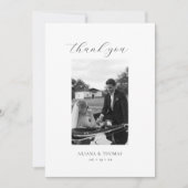 エレガントモダンミニマル写真結婚スクリプト サンキューカード (正面)