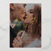 エレガントモダンミニマル写真結婚s 箔招待状