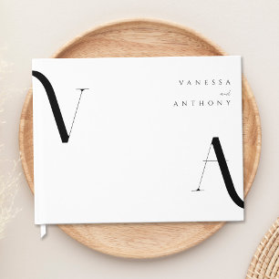 エレガントモダンミニマル白黒結婚ズ ゲストブック