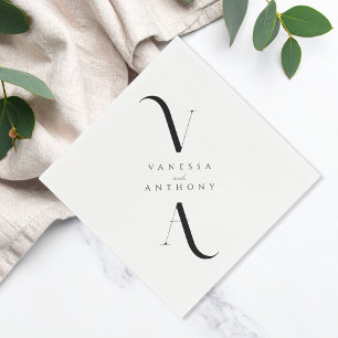 エレガントモダンミニマル白黒結婚ズ スタンダードカクテルナプキン