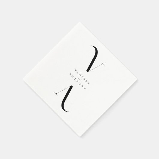 エレガントモダンミニマル白黒結婚ズ スタンダードカクテルナプキン (角)