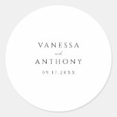 エレガントモダンミニマル白黒結婚ズ ラウンドシール (正面)