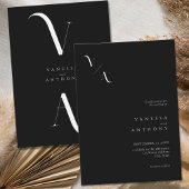 エレガントモダンミニマル白黒結婚ズ 招待状