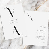 エレガントモダンミニマル白黒結婚ズ 招待状