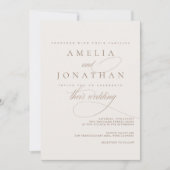 エレガントモダンミニマル結婚スクリプトの起動 招待状 (正面)