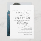 エレガントモダンミニマル結婚スクリプトの起動 招待状 (正面/裏面)