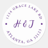 エレガントモダンミニマル結婚差出人住所 ラウンドシール (正面)
