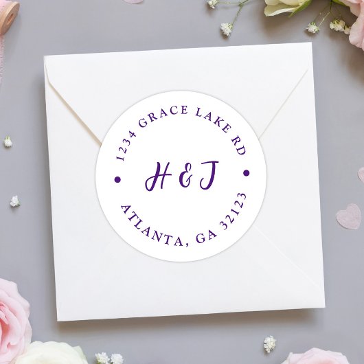 エレガントモダンミニマル結婚差出人住所 ラウンドシール