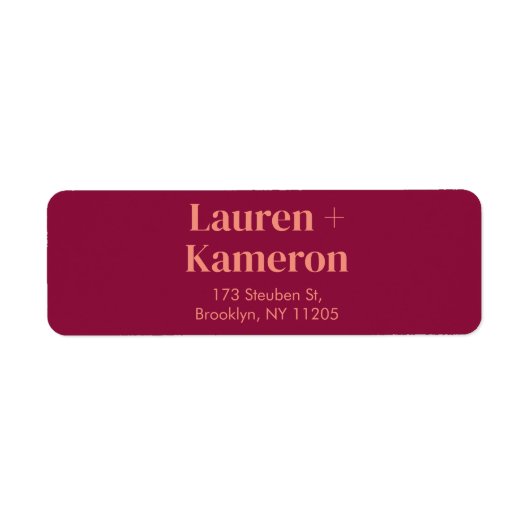 エレガントモダンミニマル結婚戻りラベル ラベル (正面)
