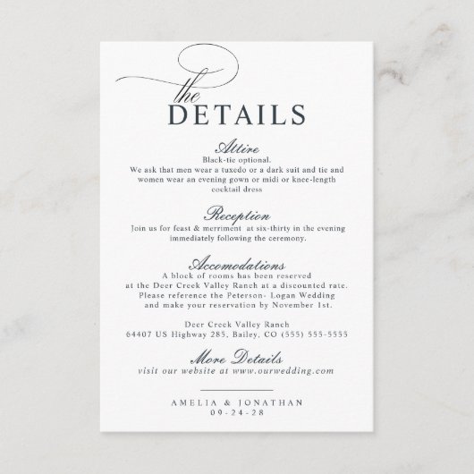 エレガントモダンミニマル結婚・スクリプト詳細 エンクロージャーカード (正面)