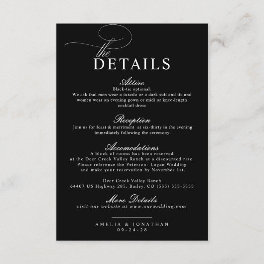 エレガントモダンミニマル結婚・スクリプト詳細 エンクロージャーカード (正面)