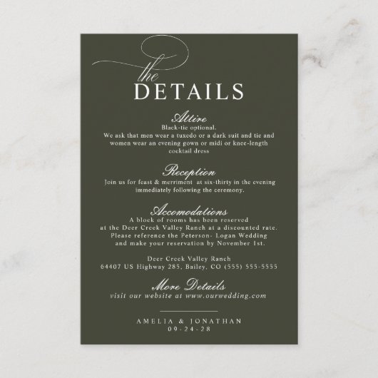 エレガントモダンミニマル結婚・スクリプト詳細 エンクロージャーカード (正面)