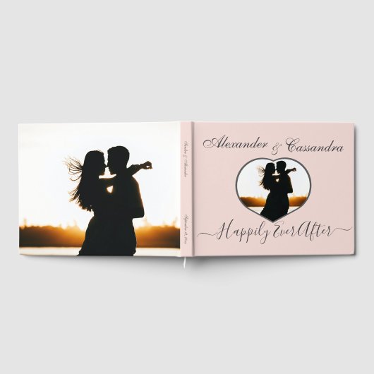 エレガントモダンミニマル赤面ピンクフォト結婚ズ ゲストブック (全面)