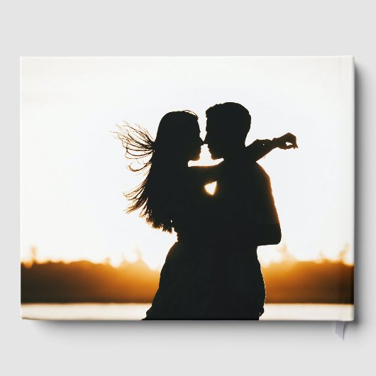 エレガントモダンミニマル赤面ピンクフォト結婚ズ ゲストブック (裏面)