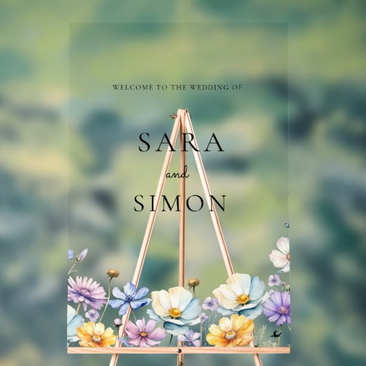 エレガントモダンミニマル野結婚花 アクリルサイン (ニュートラル)