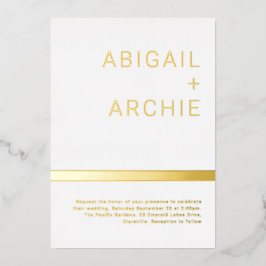 エレガントモダンミニマル金結婚箔 箔招待状