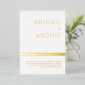 エレガントモダンミニマル金結婚箔 箔招待状 (立ち正面)