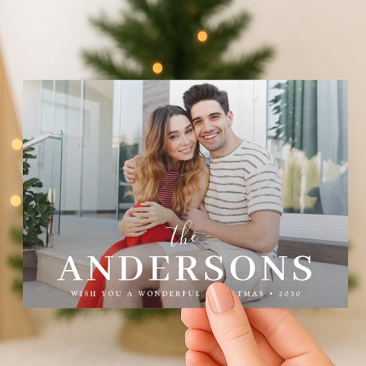 エレガントモダンミニマル |クリスマスカップルの写真 シーズンカード