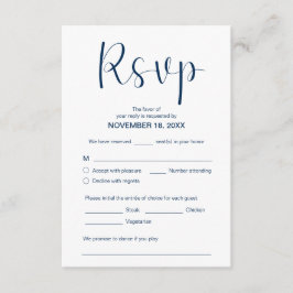 エレガントモダンミニマル、RSVP、Navy Blue、応答 エンクロージャーカード