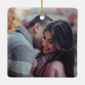 エレガントモダンミニマルChristmas Coule Photo セラミックオーナメント (裏面)