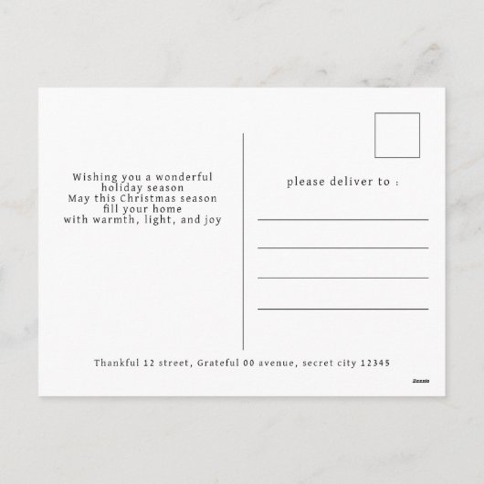 エレガントモダンミニマルChristmas Family 2写真 シーズンポストカード (裏面)