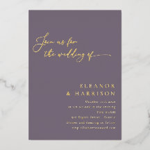 エレガントモダンミニマルPurple Scriptの結婚金ゴールド