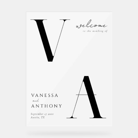 エレガントモダンミニマ結婚リスト アクリルサイン (正面)