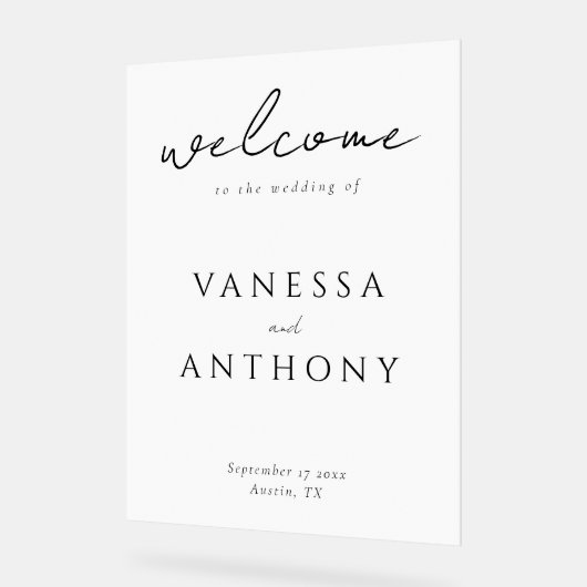 エレガントモダンミニマ結婚リスト アクリルサイン (傾斜)