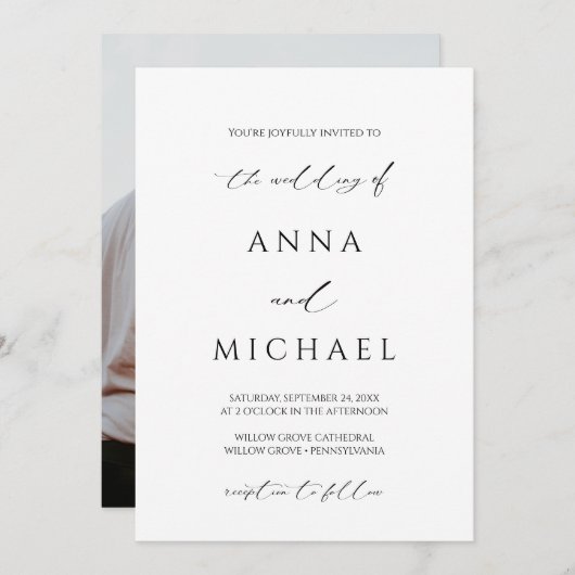 エレガントモダンミニマ結婚リスト 招待状 (正面/裏面)