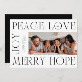 エレガントモダンメリーLetters JOY PEACE LOVE写真 シーズンカード (正面/裏面)