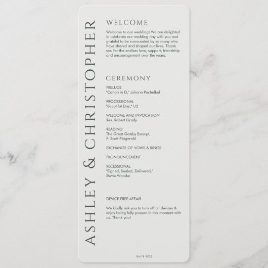 エレガントモダンモスグリーン結婚ズ プログラム (正面)