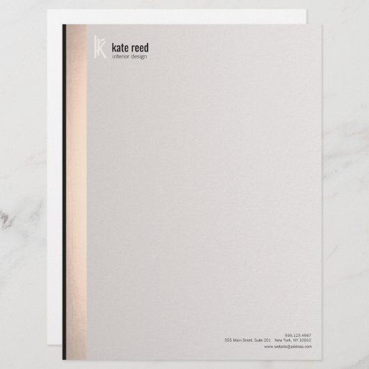 エレガントモダンモノグフェイクラム銀ストライプの レターヘッド (正面/裏面)