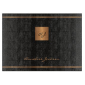 エレガントモダンモノグラムのシックな黒ユニーク金ゴールド カッティングボード (正面)