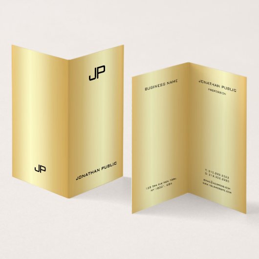 エレガントモダンモノグラムのフェイク金ゴールドプロフェッショナル 名刺 (内部&外部)